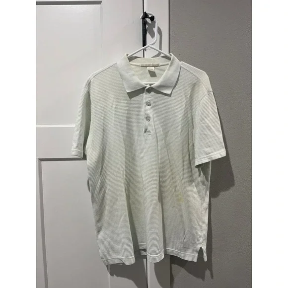 Perry Ellis Womens XL Light Green Ribbed 100% Cotton Short Sleeve Polo Shirt - Picture 1 of 6